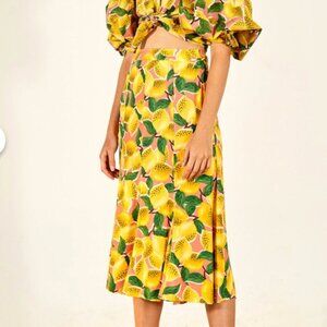 Farm Rio Fresh Lemons Midi Skirt (New without Tags)